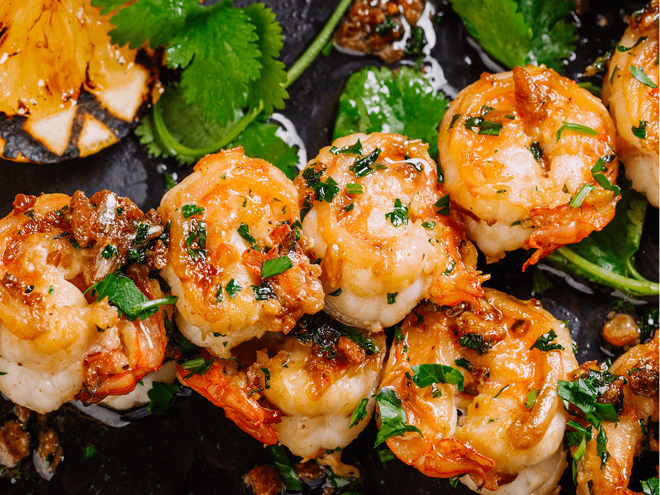 A dish showing Jalfrezi shrimps