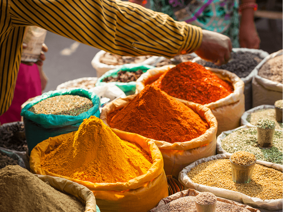 An Indian market selling spices