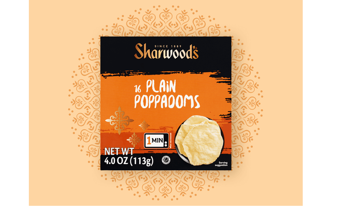 A Sharwoods poppadom packet